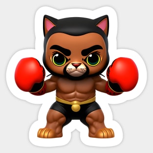 Cat boxer in red gloves Sticker